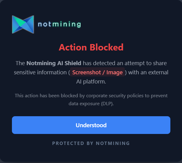 Notmining AI Shield block alert